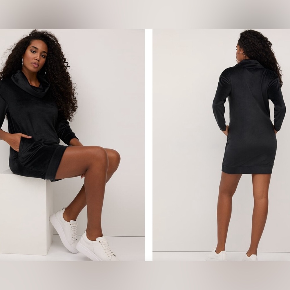 NY&CoVelour Cowl-Neck Dress w/ pockets.  Dreamy Velour Collection - never worn.